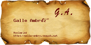Galle Ambró névjegykártya